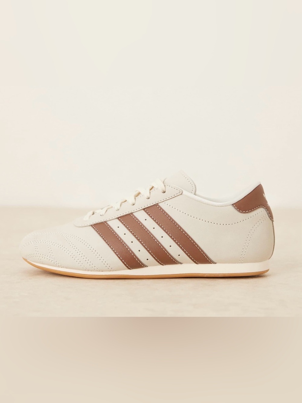adidas Cream and Brown Retro Lace-Up Sneakers